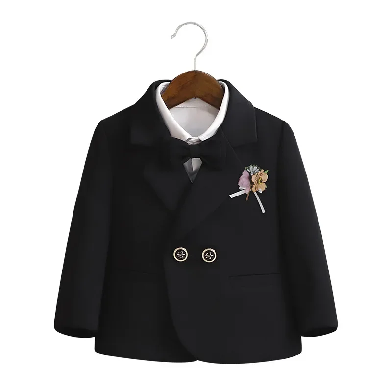 2024 Kids Elegant Classic Tailored Suits Matching First Birthday Costume for Baby Boys Banquet Children Evening Clothes Sets