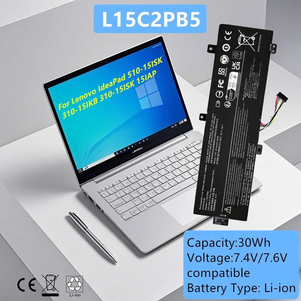 Batería para ordenador portátil L15M2PB3 para Lenovo IdeaPad 510-15ISK 310-15ISK 310-15IAP 310-15ABR L15L2PB4 L15L2PB5 L15M2PB5 L15C2PB5
