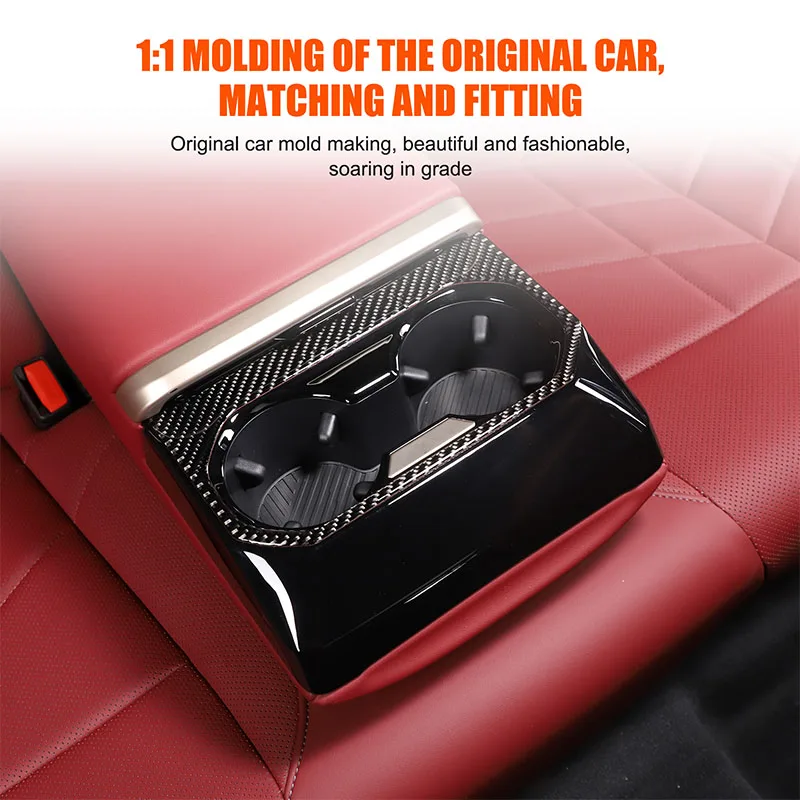 Soft Carbon Fiber Car Rear Hidden Cup Holder Panel Sticker Suitable for BMW 5 Series G60 2023+