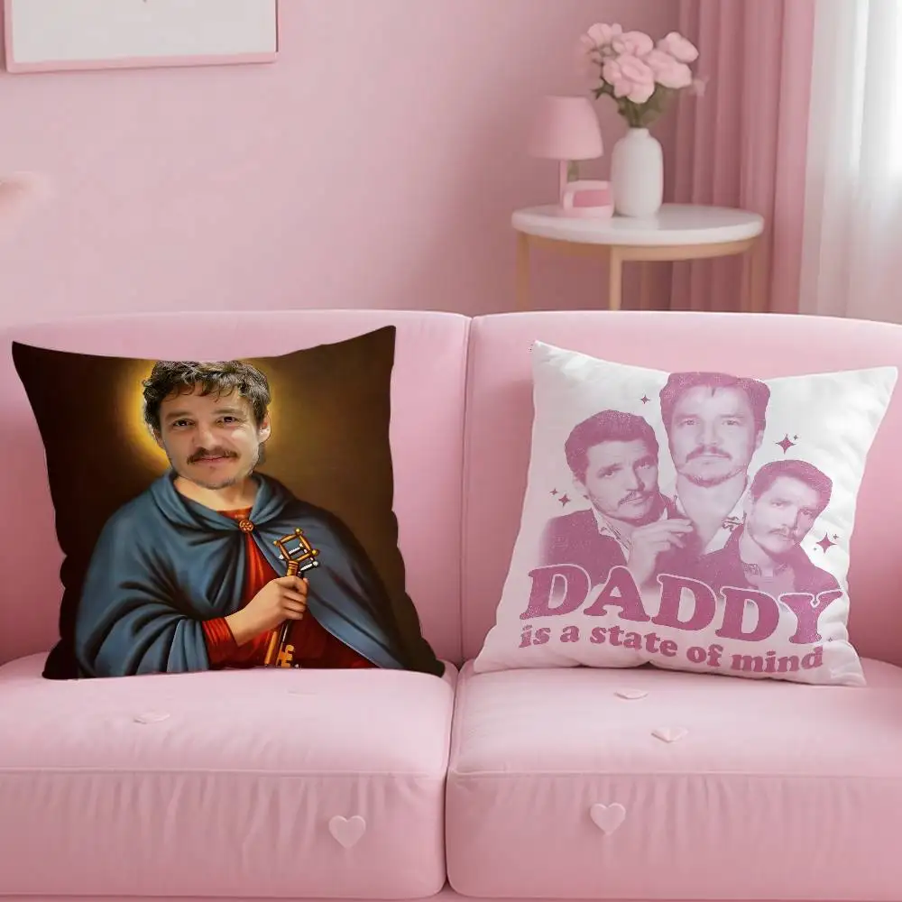الممثل الساخن P-Pedro Pascal كيس وسادة مكافحة الغبار المخدة غير مرئية سستة حريري قصير أفخم غطاء وسادة أريكة