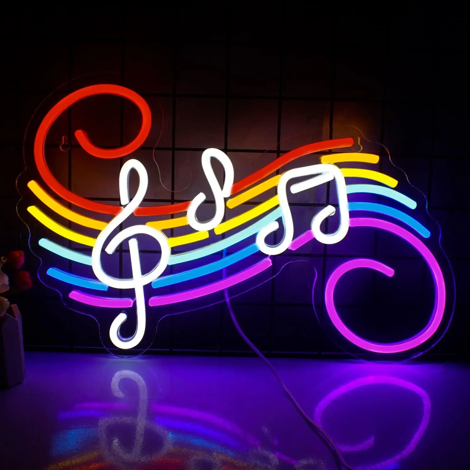 

Rainbow Note Neon Light Sign Dimmable LED Neon Sign For Wall Decor Musik Party Club Studio Bar Game Room Decor Birthday Art Gift