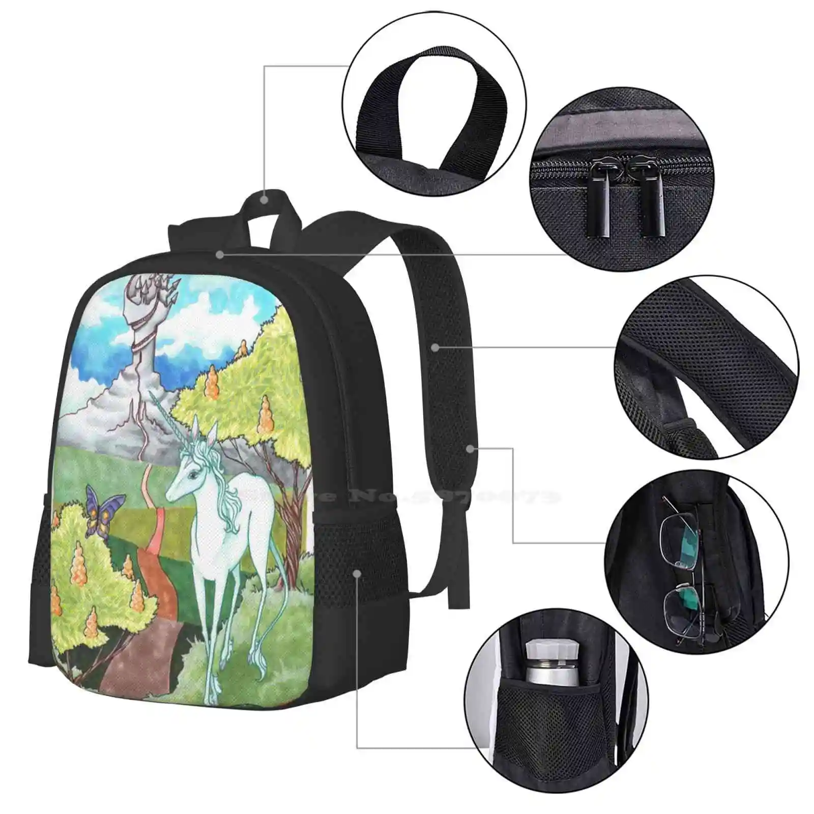 All The Roads Large Capacity School Backpack Laptop Bags Last Unicorn Butterfly Amalthea Roads Haggard Castle Ariesnamarie