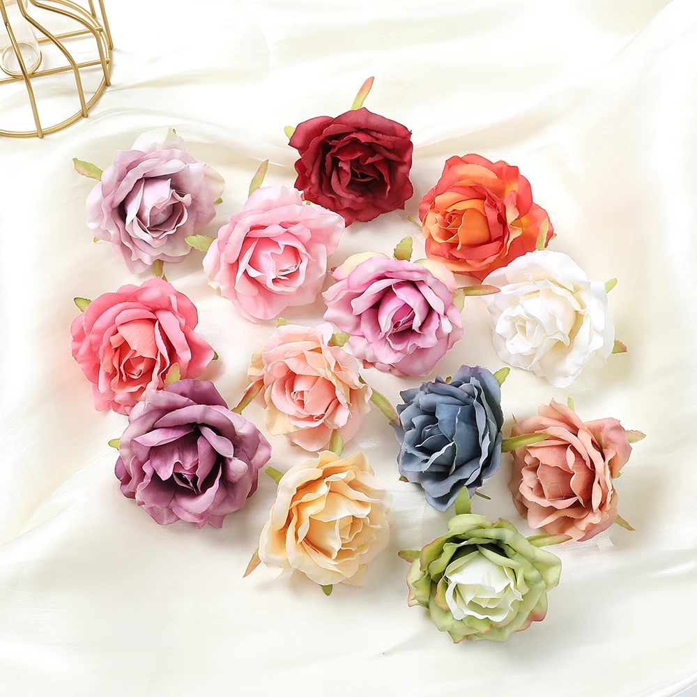 3/5 Stück Rosen-Kunstblumenköpfe, 7 cm, künstliche Blumen für Hochzeit, Hochzeit, Dekorationen, Heimdekoration, DIY-Handwerk, Girlandenzubehör