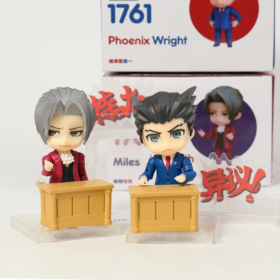 1761 1762 Ace Attorney Miles Edgeworth Phoenix Wright Cute Version Anime Action Figure PVC Collectible Model Toy