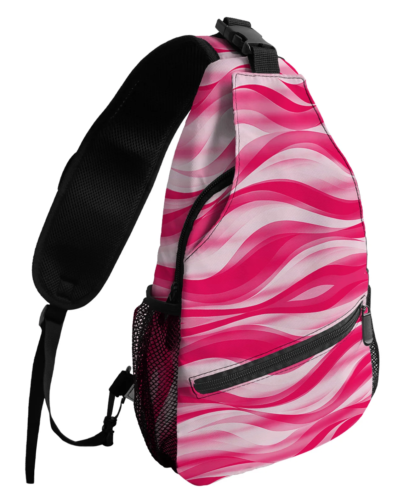 Bolsos de pecho Magenta distorsionados con gradiente abstracto para hombres y mujeres, bolsos de mensajero impermeables, bolsos de mensajero deportivos de viaje, bolso cruzado de un hombro