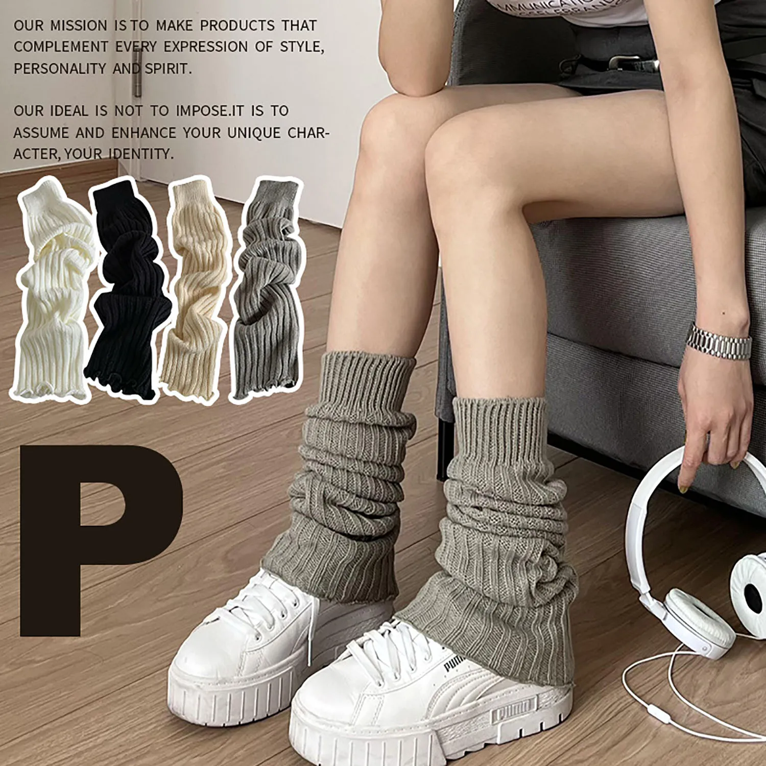 

1Pair Sweet Y2k Long Socks Women Leg Warmers Knitted Warm Foot Cover White Ladies Breathable Winter Crochet Socks Boot Cuffs