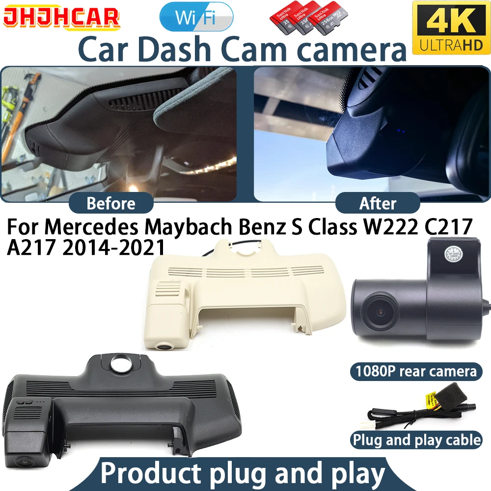 4K Dash Cam For Mercedes Maybach Benz S Class W222 C217 A217 2014-2021 Plug And Play WiFi DVR Car Camera Video Recorder Night
