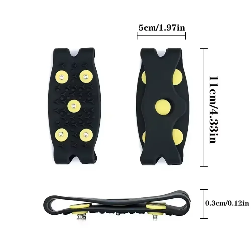 5 Stud Half Ice Grips Black Elastic Shoe Covers Anti Slip Snow Grippers Winter Boots Walking Hiking Anti Skid Traction Spikes