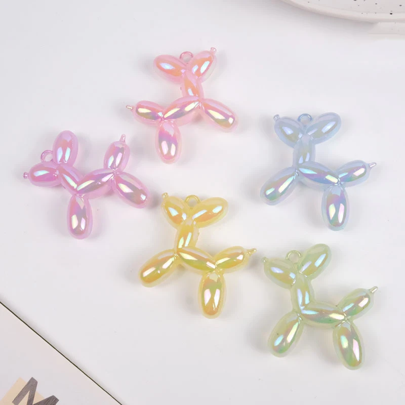 Q Cute Balloon Dog Plated Special Pink Cute Colorful Beads 45mm AB Acrylic DIY Pendant DIY Jewelry Accessories Charms