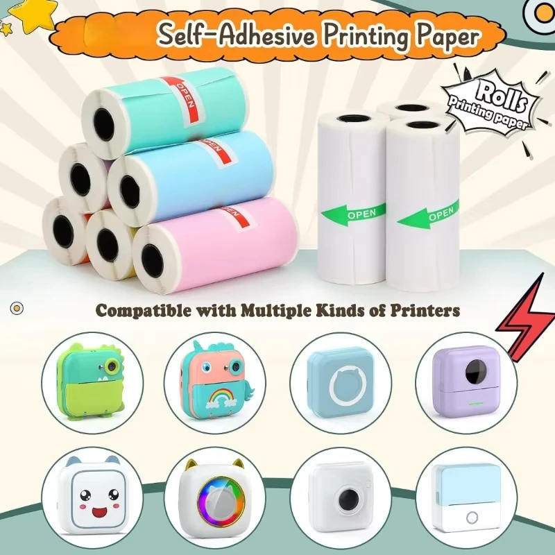 Printer Papers 57x25mm/30mm Self-adhesive Thermal Papers HD Color Label Printers for Inkless Student Study Mini Printer