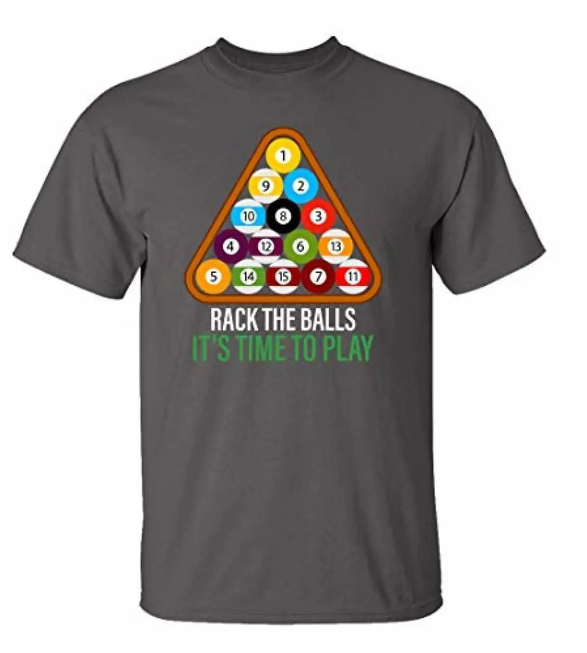 Billard Rack The Balles It's Temps pour Jeu Adulte Court Manche T Shirt Charcoal