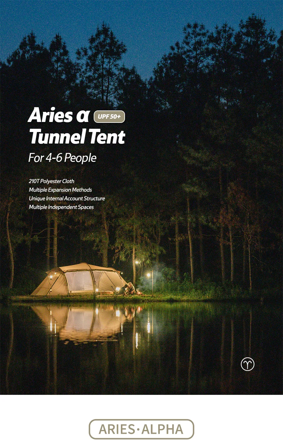 Naturehike Widder-Tunnelzelt, Camping, Outdoor, für 4–6 Personen, großes Raumzelt, 4-Jahreszeiten-Zelt, erweitertes Zelt, Familien-Reisezelt, wasserdicht – Detail 1