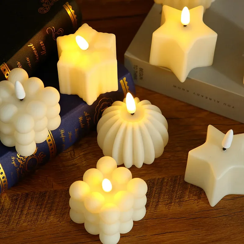 Realistic Cube LED Flameless Votive Candles Battery Candles for Christmas Wedding Party Holiday Decoration Photography Props