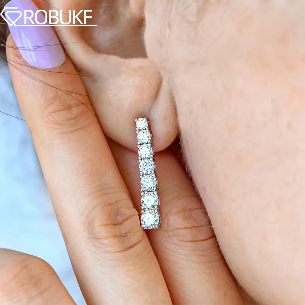 

Full Moissanite Drop Earrings for Women S925 Silver 18k White Gold Plated 7 Stones D Color Long Tassel Earrings Jewely With GRA