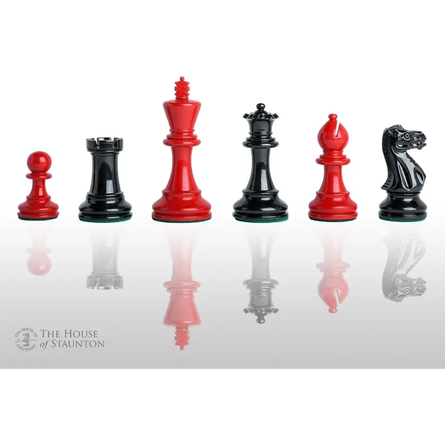 

The Grandmaster Chess Set Pieces Only 4.0 King Black Red Lacquered Ideal for Competitive Tournament Play Elegant Home Decor and