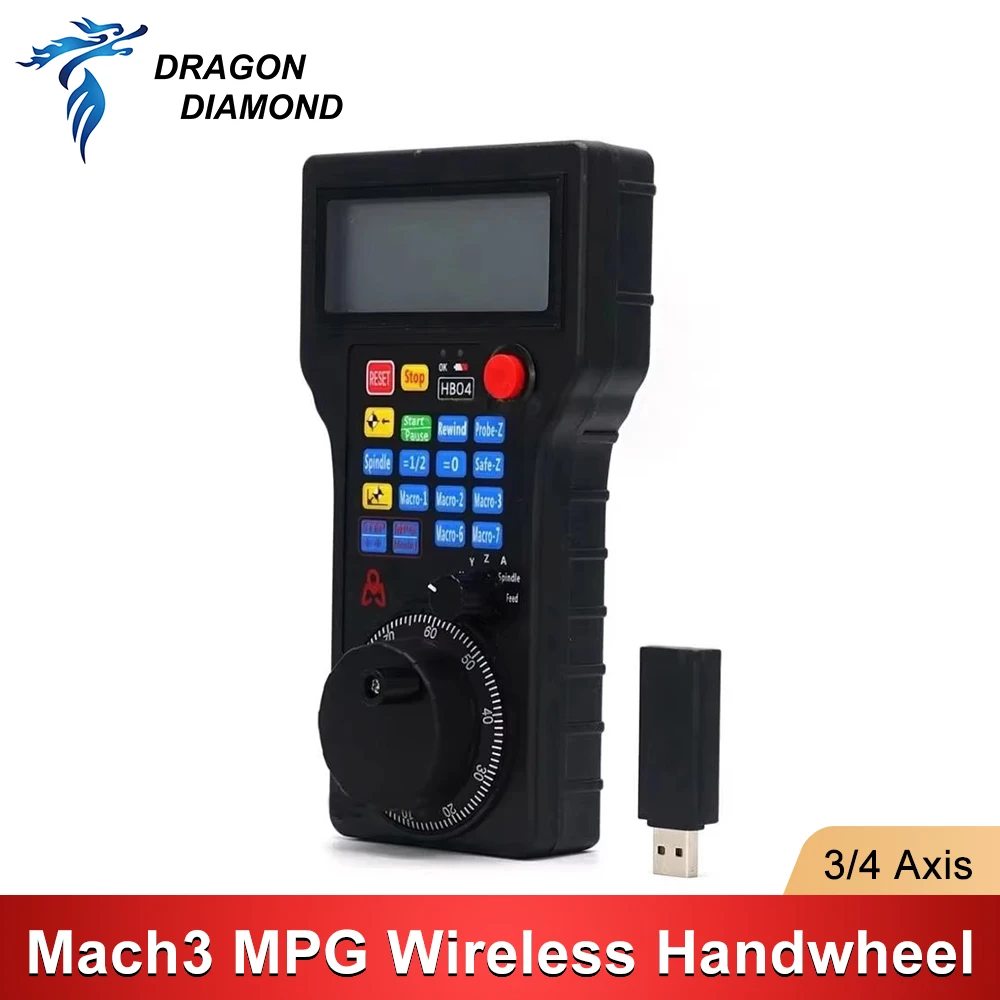 CNC Mach3 4 Axis MPG Wireless Handwheel Mach3 Pendant Pulse 50PPR Optical Encoder Generator For CNC Router HB04 HB03