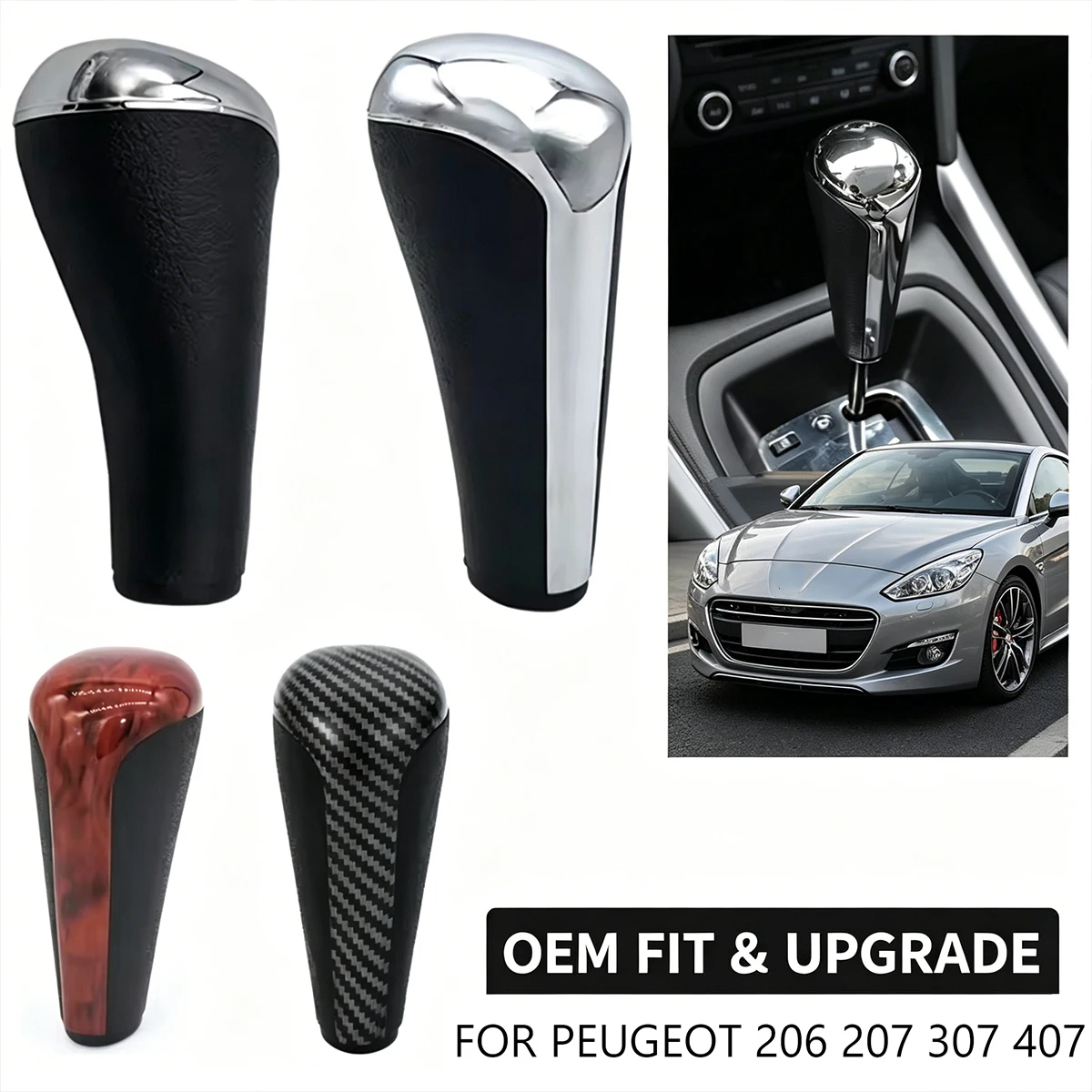 Metal Auto Shift Stick for Peugeot RCZ 301 308 408 607 3008 5008 - Aluminum Gear Lever Pen Knob, Anti-Slip Upgrade Replacement view 2
