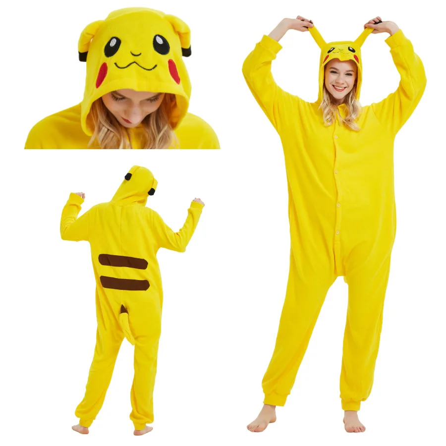 Anime Cartoon Pokemon Pikachu Bulbasaur Gengar Een Stuk Pyjama Herfst Winter Nieuwe Cosplay Casual Thuis Pyjama Cadeau voor Vrienden