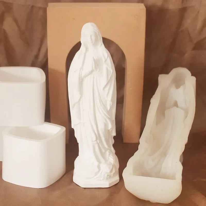 High-quality 1PC Virgin Mary Plaster Statue Silicone Mold for DIY Clay Scented Candle Furniture Making Tool