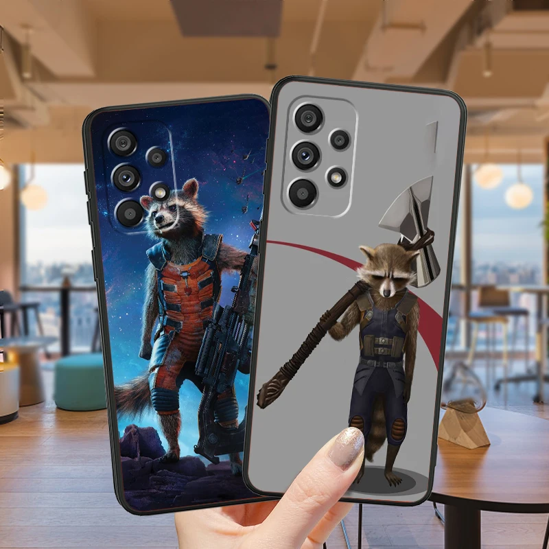 Rocket Raccoon Cool Movie For Samsung Note 20 10 Ultra Plus A31 A14 A12 A70 A34 A25 A04 A05 A15 A24 5G Black Cover Phone Case