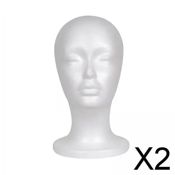 2xFemale Foam Wig Head Foam Mannequin Display Wig Head Display Headphones Rack