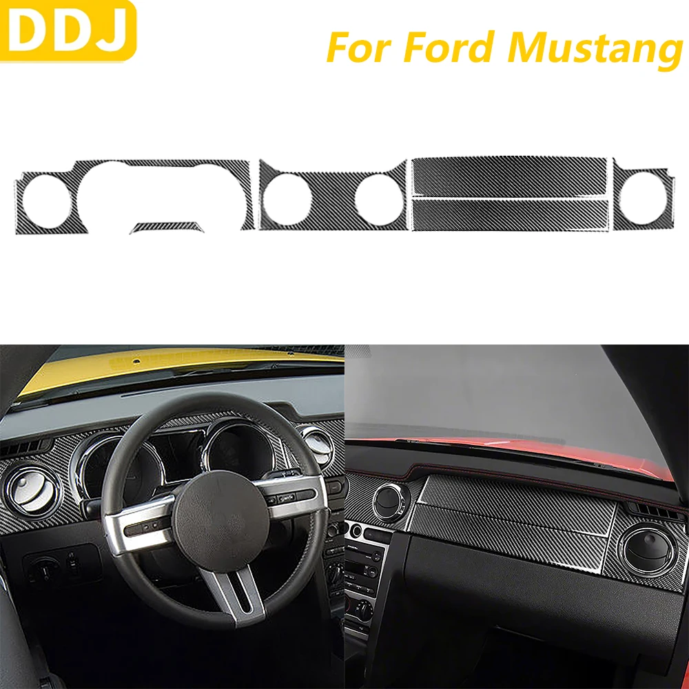 

For Ford Mustang 2005-2009 Carbon Fiber Instrument Speedometer Air Outlet Vent Set Trim Cover Car Accessories Decoration Sticker