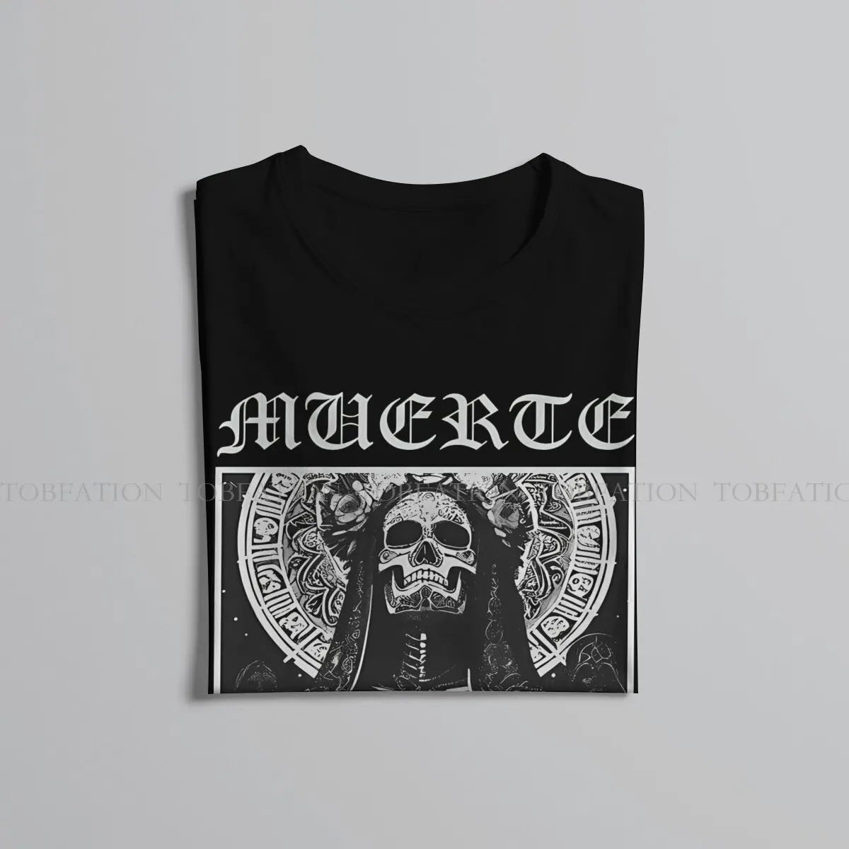 MUERTE Round Collar TShirt Santa Muerte Pure Cotton Basic T Shirt Man\'s Clothes New Design Fluffy