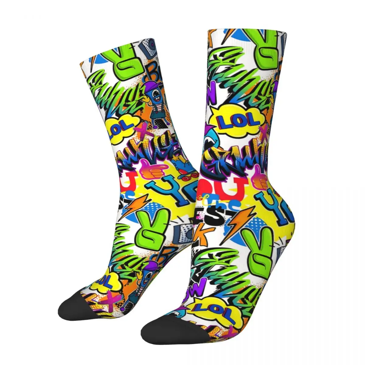 Vintage Graffiti Tropic Men's Socks Unisex Hip Hop Pattern Printed Crazy Crew Sock Gift