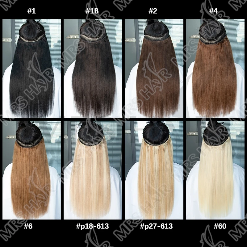 MRSHAIR كليب في وصلات الشعر شعر الإنسان قطعة واحدة مستقيم P18-613 شقراء وصلات شعر طبيعية 12-24 بوصة خيط صنارة الصيد 4 مقاطع