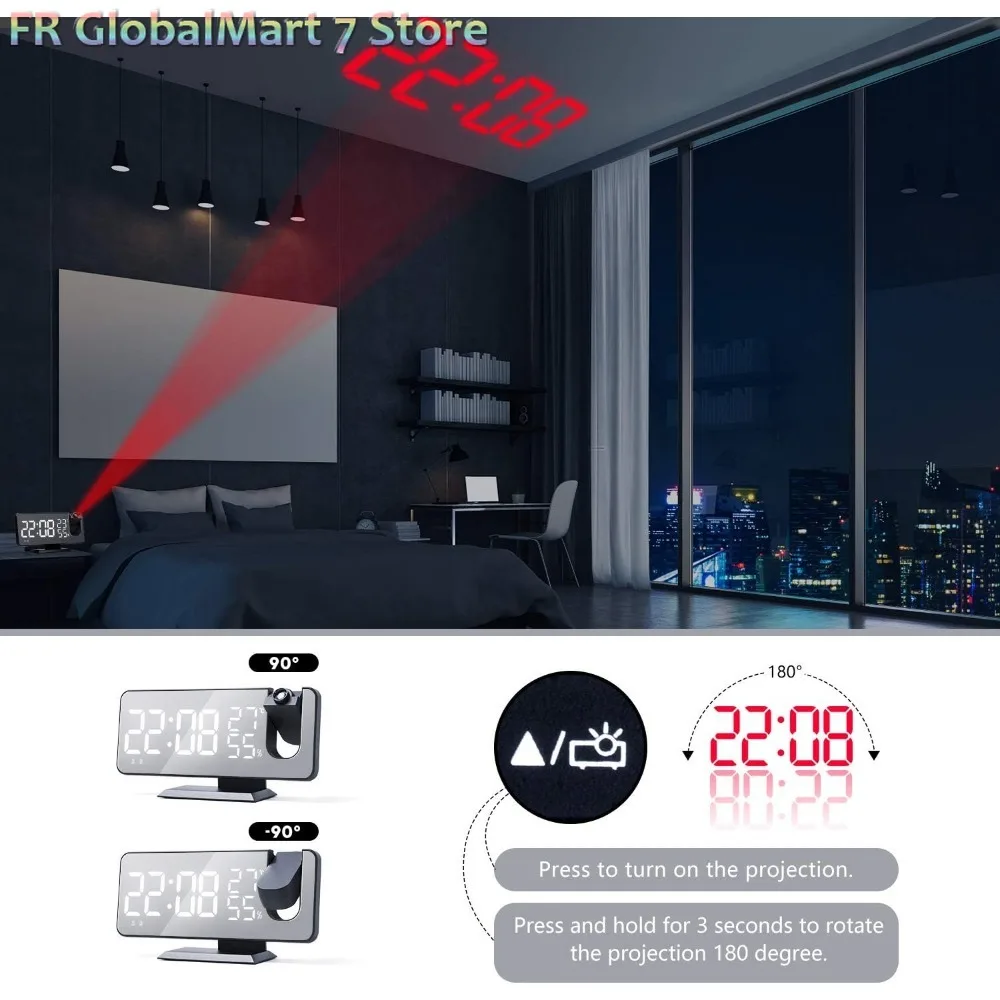 شاشة LED رقمية USB استيقاظ راديو FM جهاز عرض الوقت طاولة الأسبوع مع تاريخ درجة الحرارة والرطوبة ديكور عرض ساعة المنزل على مدار الساعة