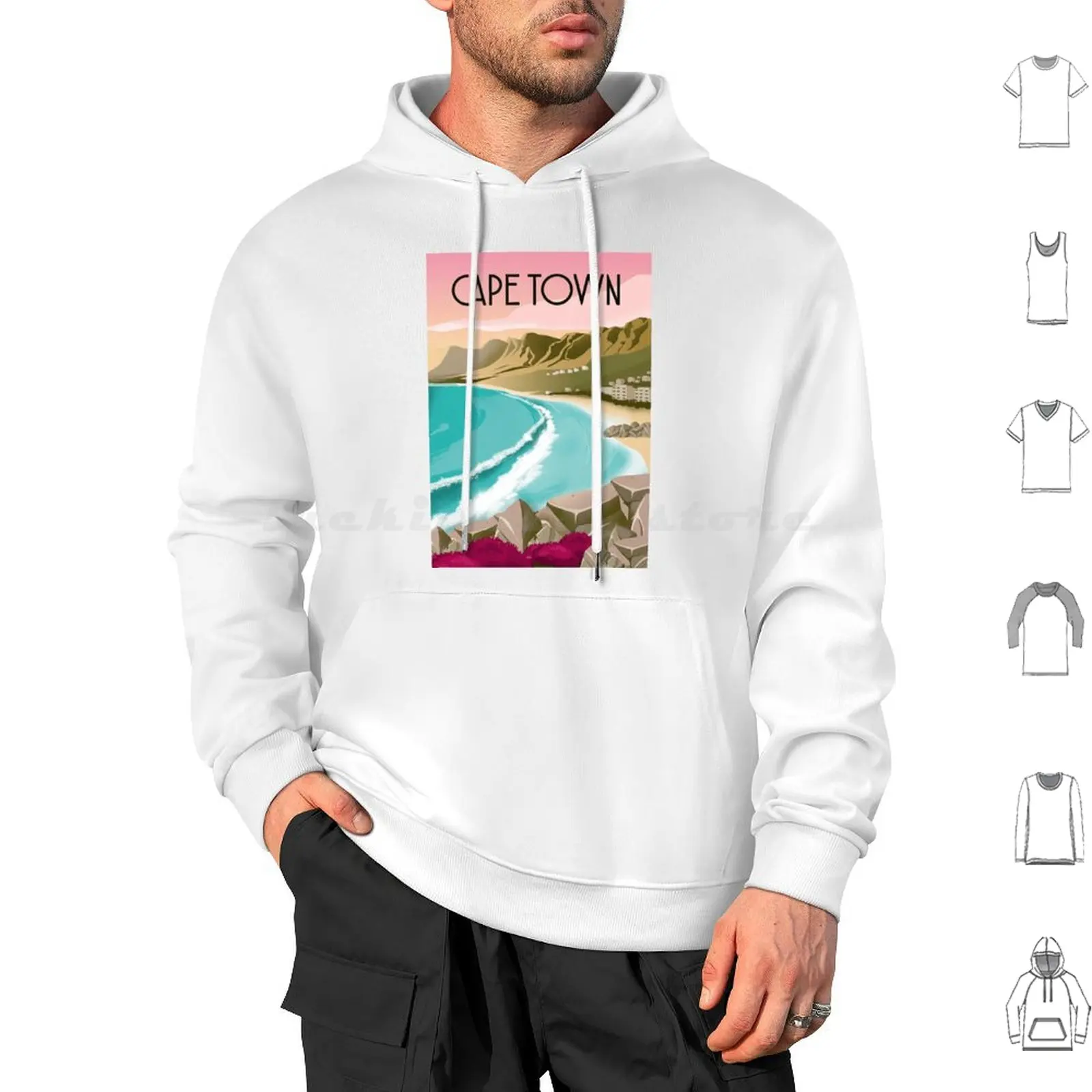 Visit Cape Town Poster Hoodies Long Sleeve Africa Destination Travelling Weekend Beach Gedhank Nature South Africa