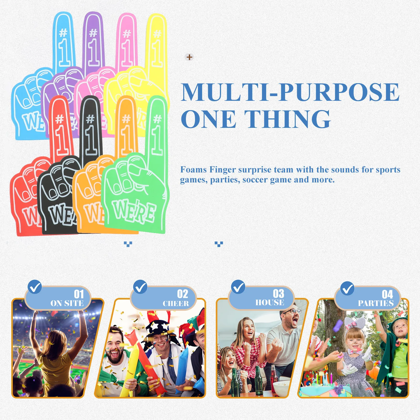 

Набор из 8 разноцветных поролоновых рук для черлидинга: уникальный дизайн, аксессуары для поддержки команды, спортивных мероприятий, фан-мероприятий и вечеринок