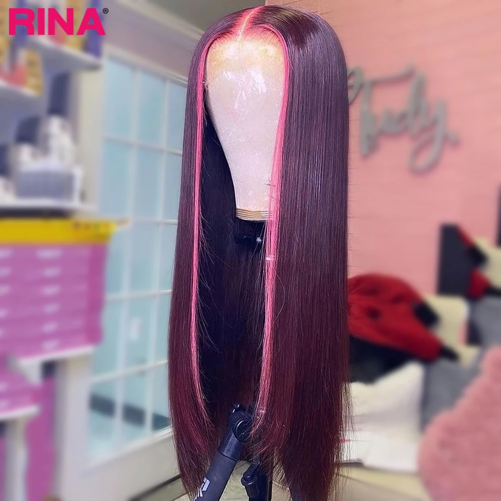 

Purple Pink Colored Lace Front Wig Straight Pre Plucked 5x5 6x6 Lace Closure Remy Wigs 13x4 Lace Frontal Human Hair Wig For Wome