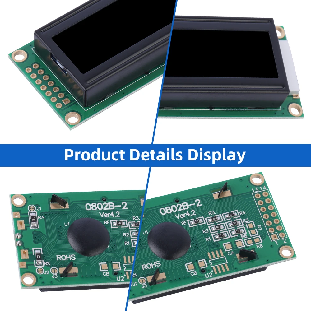 BTN 블랙 필름 노란색 0802B-2 문자 LCD 모듈, 0208 LCD 14 핀, ST7066 8X2 문자 LCD 휴대용 디스플레이 모듈