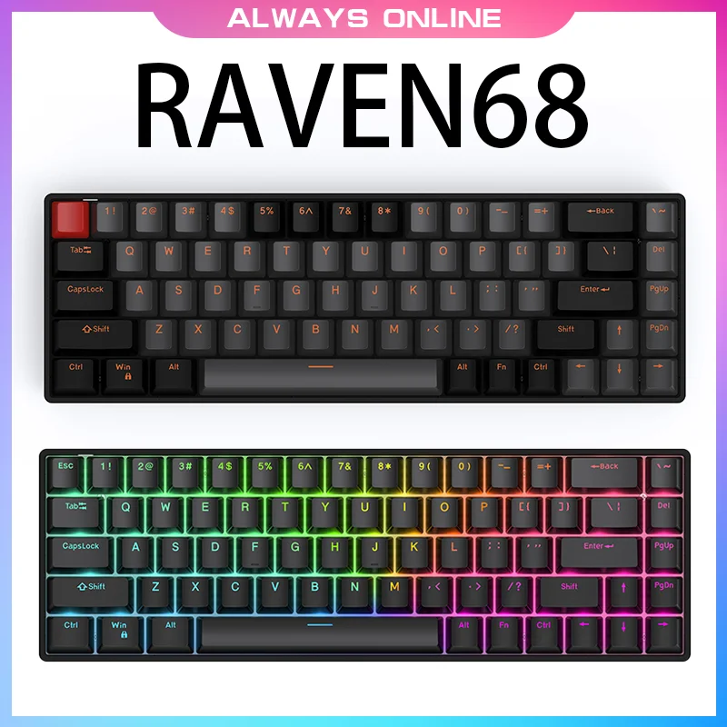 Teamwolf RAVEN68 wired magnetic axis mechanical keyboard 8K hot-swappable RGB backlight e-sports gaming mechanical keyboard