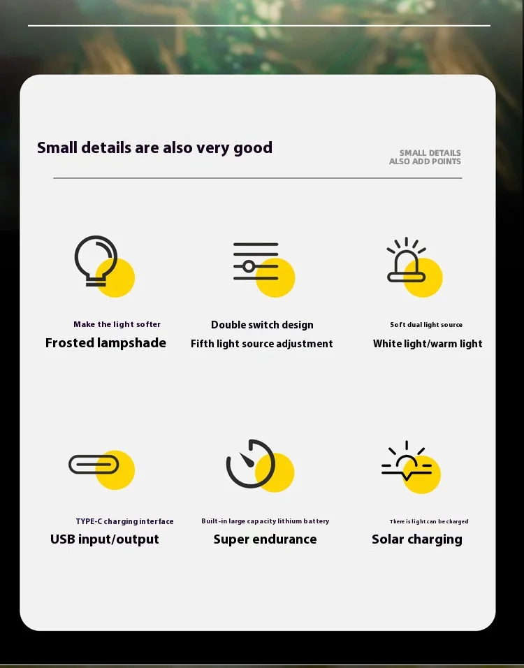 Waterproof Solar Power Tent Lamp Built In Battery Outdoor Portable Hanging Lamp 5 Modes Ligthing Solar Panel Camping Light