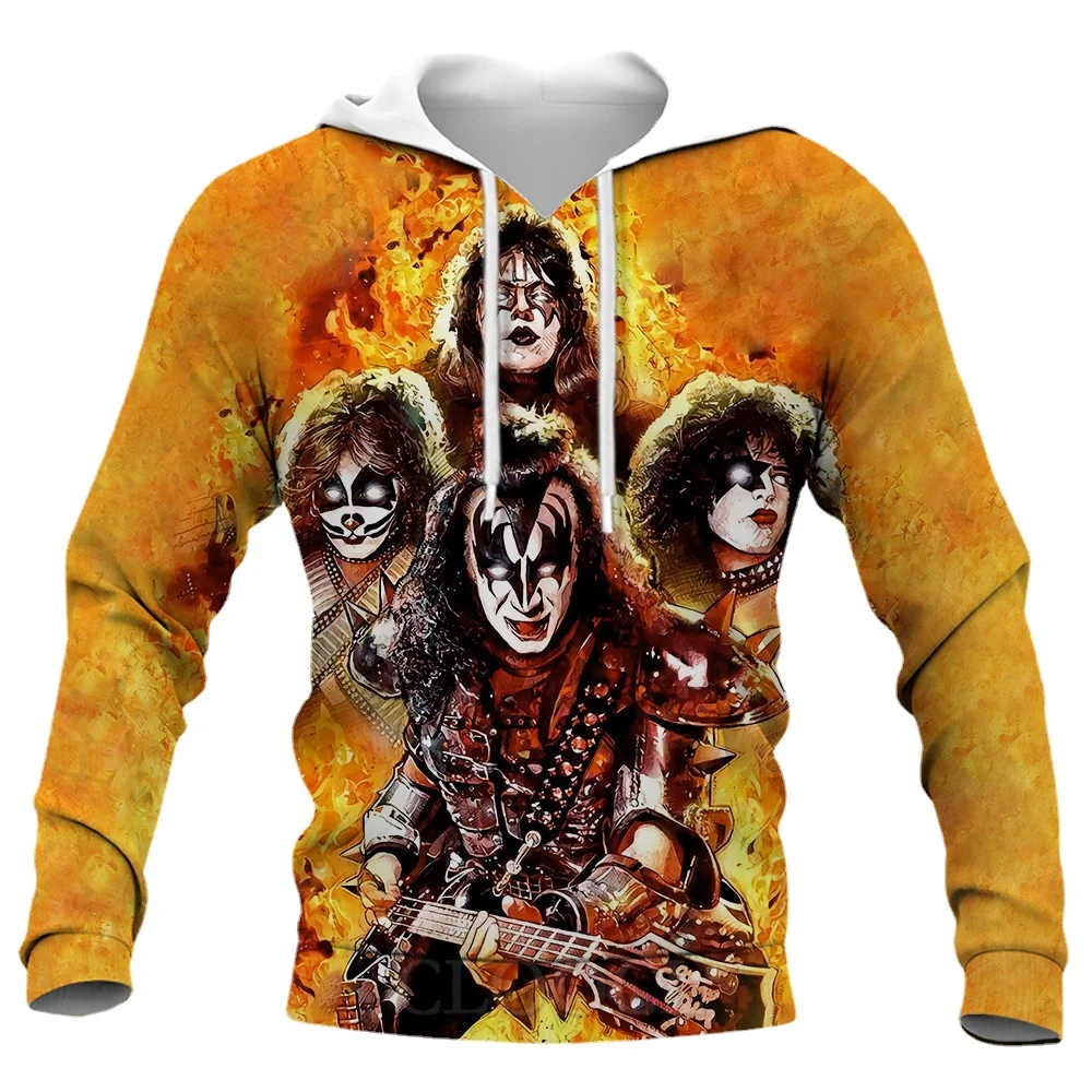 

HX Popular Kiss Hoodie 3D Graphic Rock Metal Band Concert Hoodies Sweatshirts Harajuku Fashion Men Clothing Dropshipping