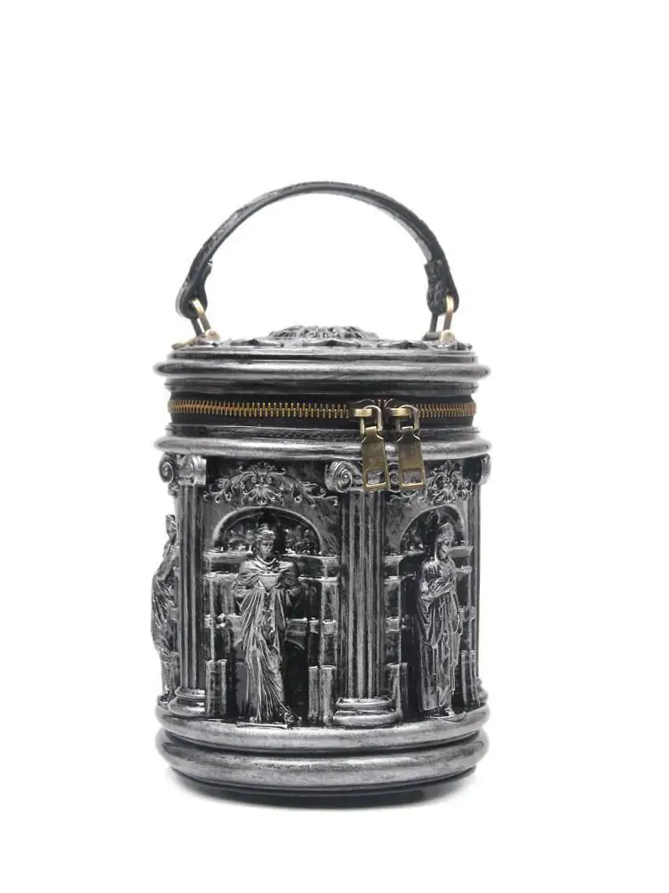 European / American Fashion Personalized Baroque Style 3D Three-dimensional Silicone Design Bucket Shaped Shoulder Crossbody Bag