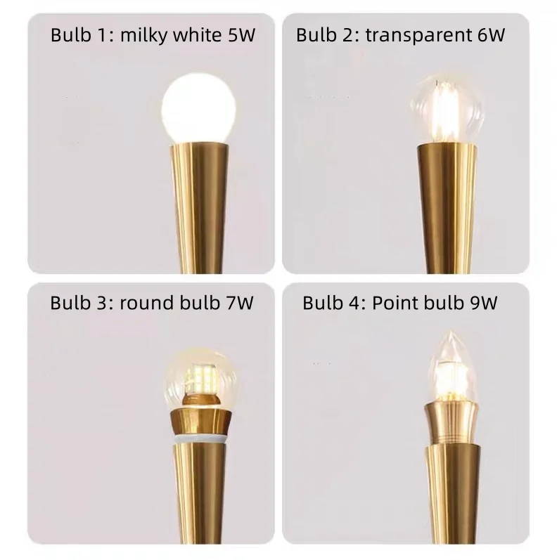 Nordic Living Room E14 LED Chandelier Black Gold Arms