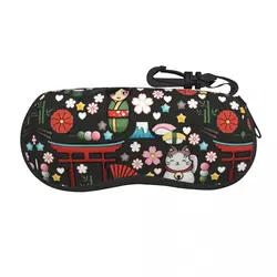 Custom Kawaii Maneki Neko Lucky Cat Shell Eyeglasses Protector Cases Fashion Sunglass Case Japanese Geisha Art Glasses Pouch
