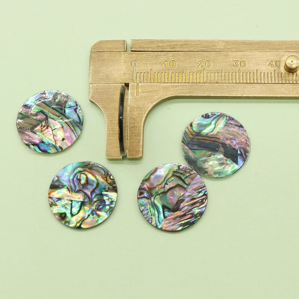 10pcs/pack Round Black-Bottom Natural Abalone Shell Hole-Free Loose Bead Suitable For DIY Fashion Ring Setting Component 19x19mm - view 4
