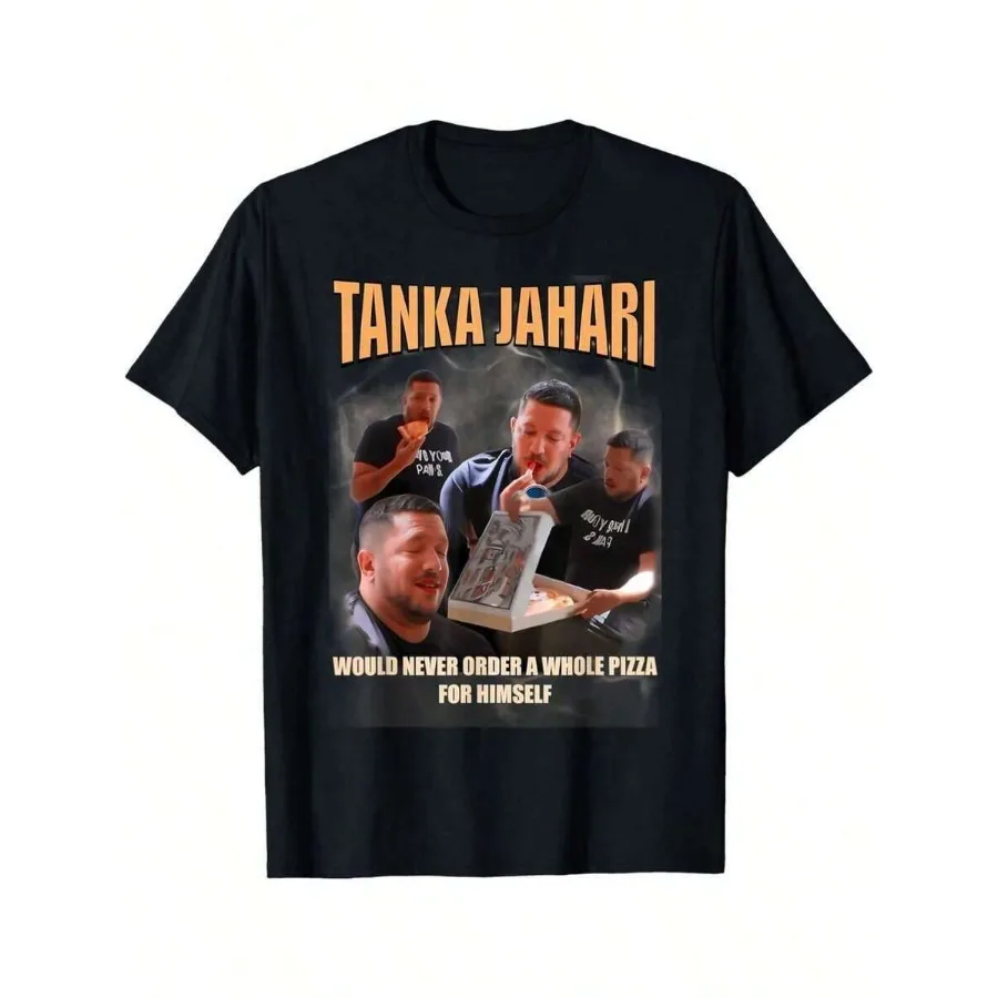 

【New Arrival】Tanka Jahari Pizza Meme Black T-Shirt Funny Comedy Casual Streetwear Tee