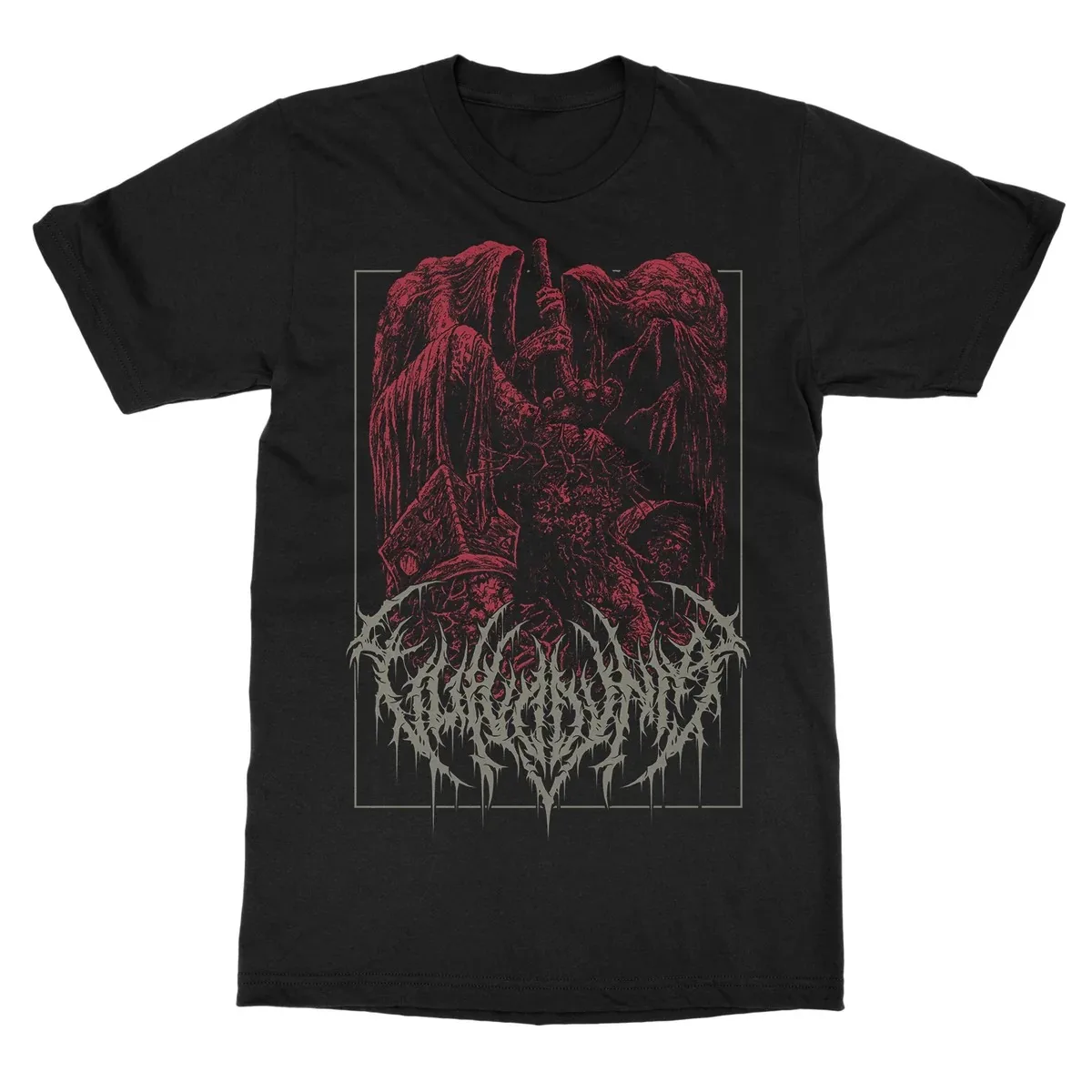 Vulvodynia Graphic T Shirt, Red Black Line Art Giant Axe Demon Warrior Vintage Poster Print T Shirt, Unisex T Shirt