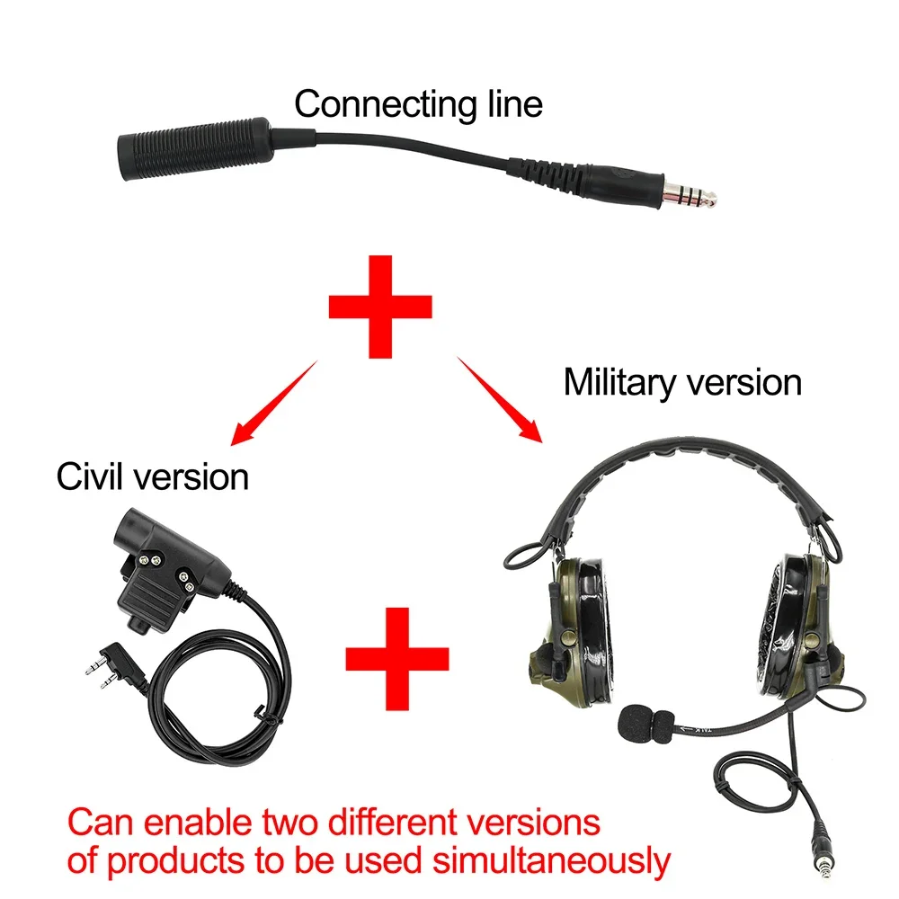 TS TAC-SKY U-174 NATO/Military To Civilian Wire Plug For Comta I Ii Iii Headset MSA Sordin TCI Tactical Headset