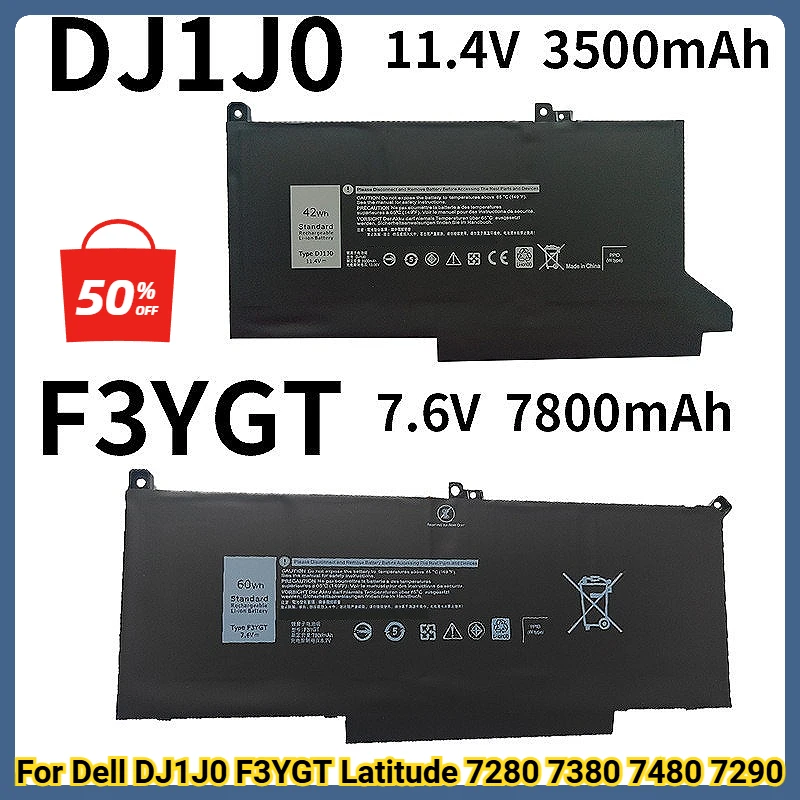 

Battery for Dell DJ1J0 F3YGT Latitude 7280 7380 7480 7290 Laptops