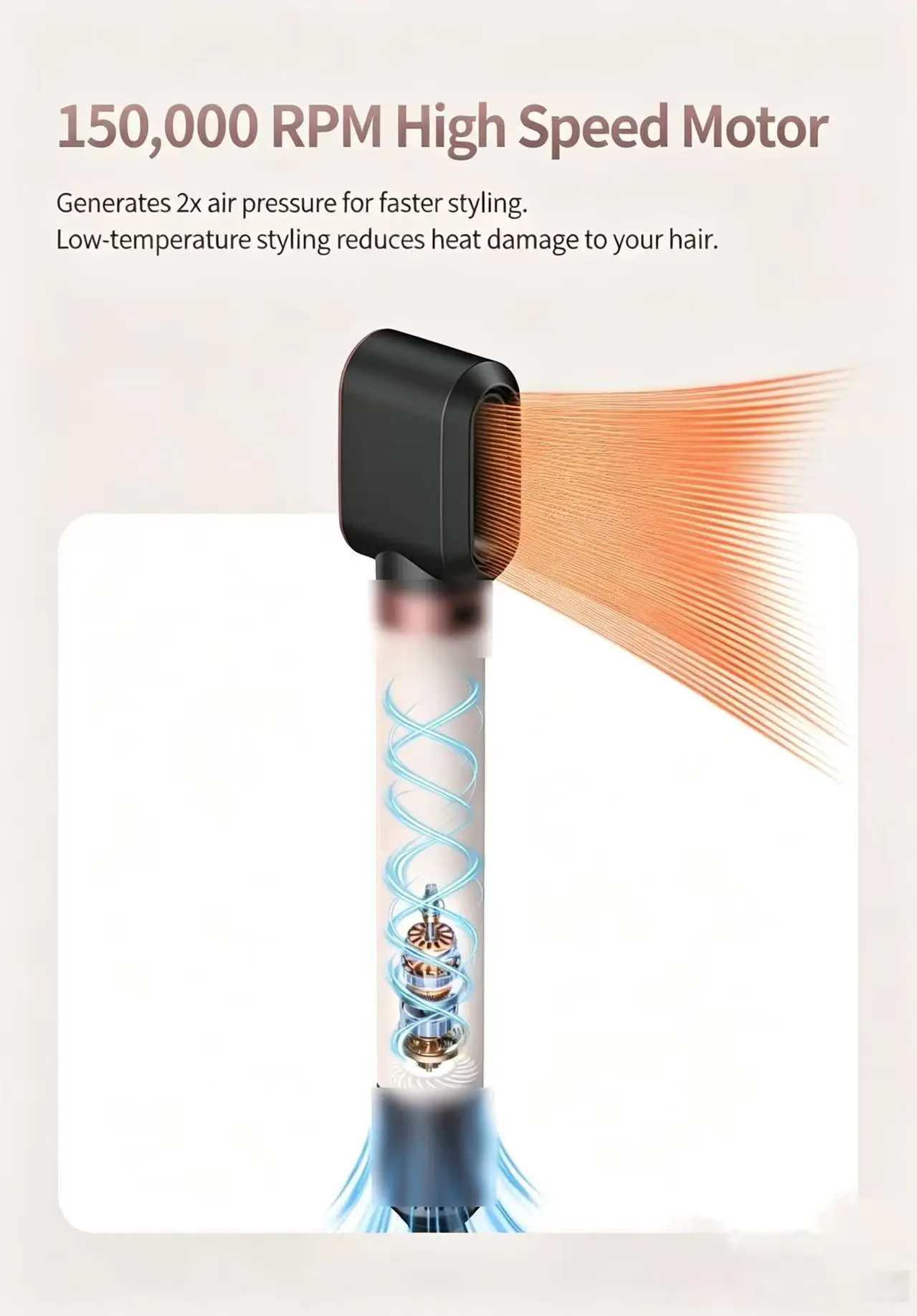 Negative Ion Blow Dryer HS09 6-In-1 Multi-Function Hair Care Styler Curling Iron Combination for Styling And Grooming Hairdryer