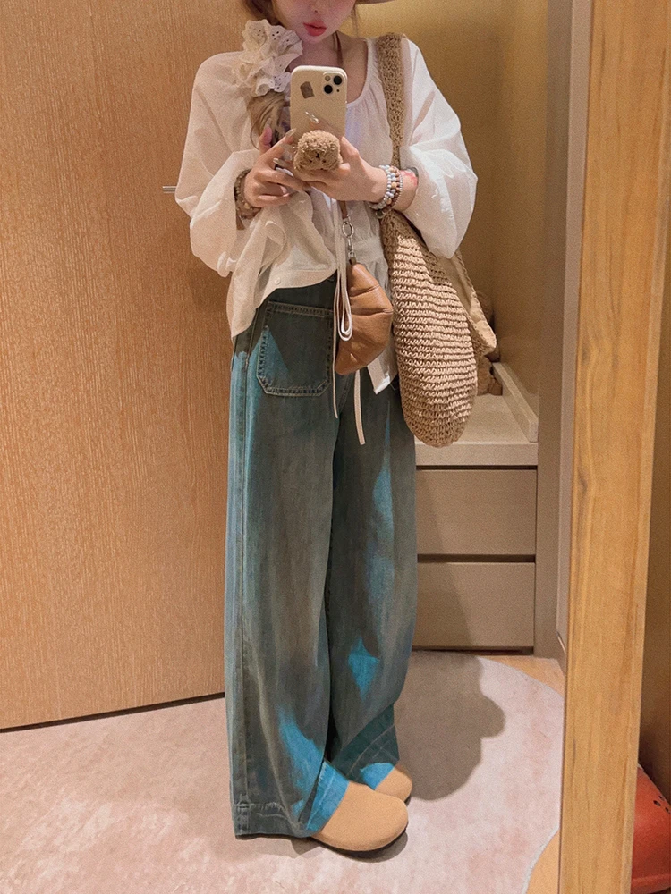 

Джинсы Yukiss: летние, из тонкого материала, широкие, повседневные, с высокой талией, длинные брюки, свободный крой, из денима Lenzing, осенняя мода