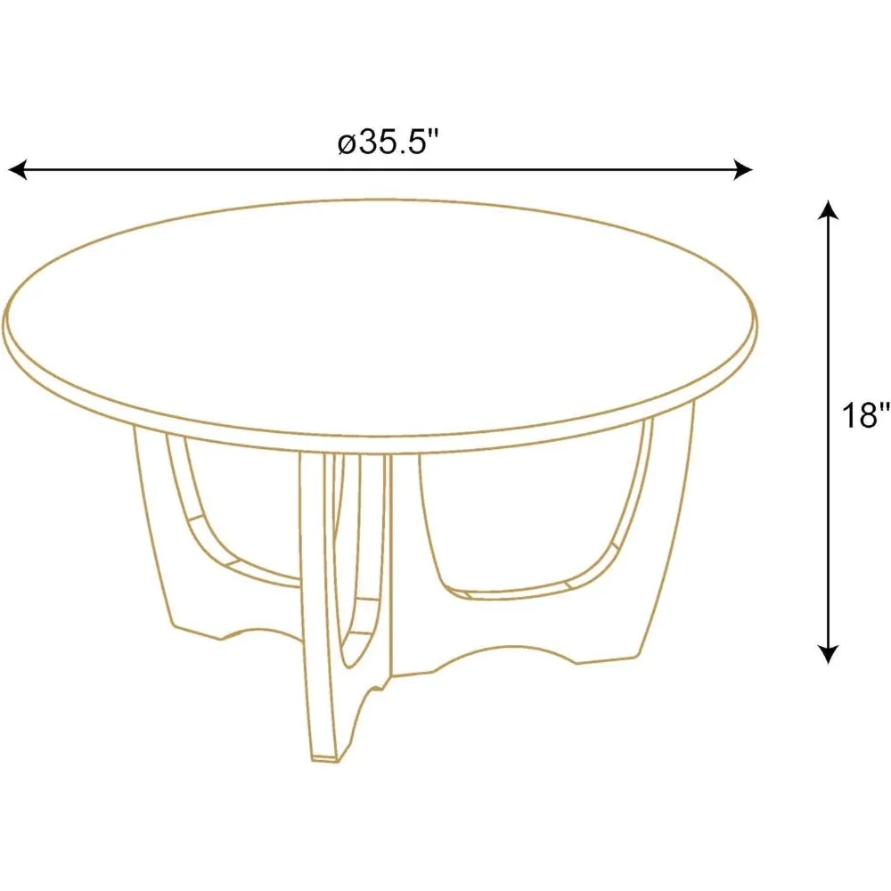 Round Coffee Table, Curved Leg Home Decoration, Living Room Tables, 36 X 18 Inches, Wooden Coffee Table