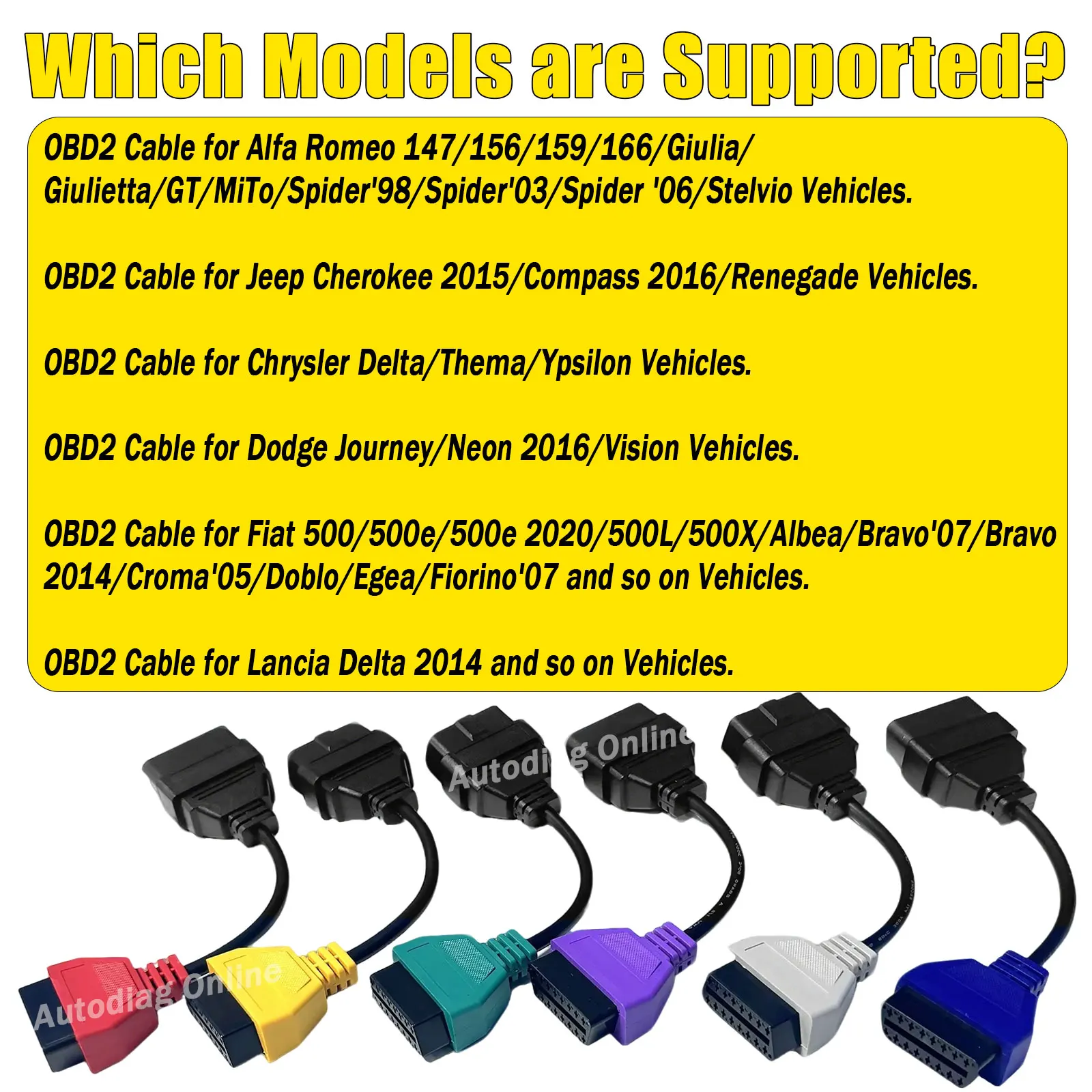 OBD2 Diagnostic Cable For FiatECUScan/Multiecuscan OBDII Diagnostic Scanner Connector for Fiat/Alfa Romeo/Lancia Car Diagnostic