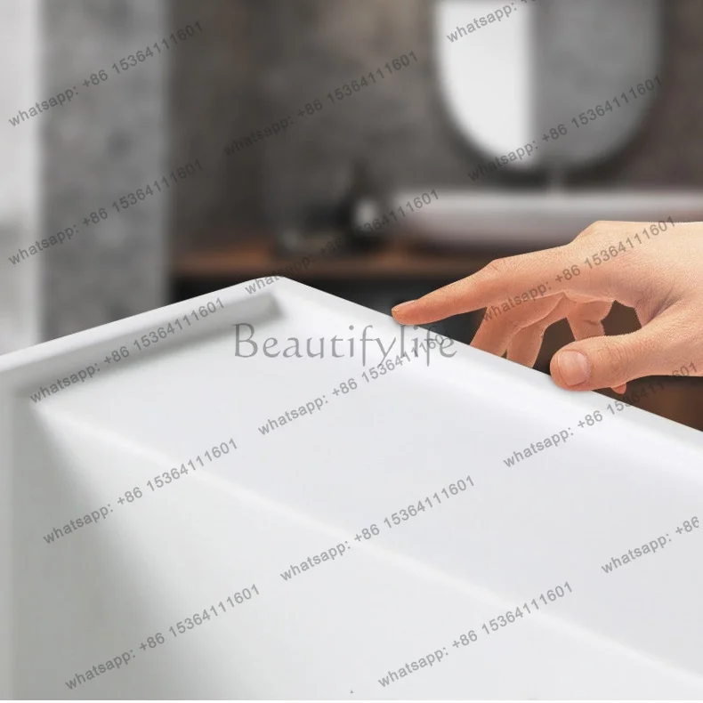Square artificial stone washbasin household floor-to-ceiling bathroom small apartment column washbasin